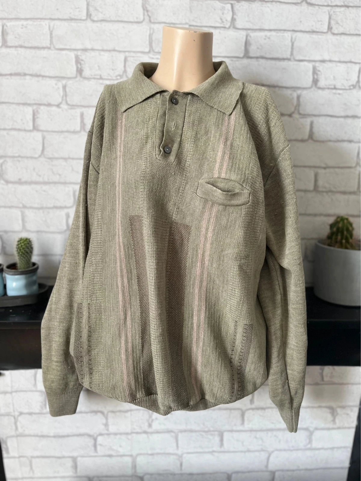 Pull vintage beige à boutons – Taille 44/46 – Victor